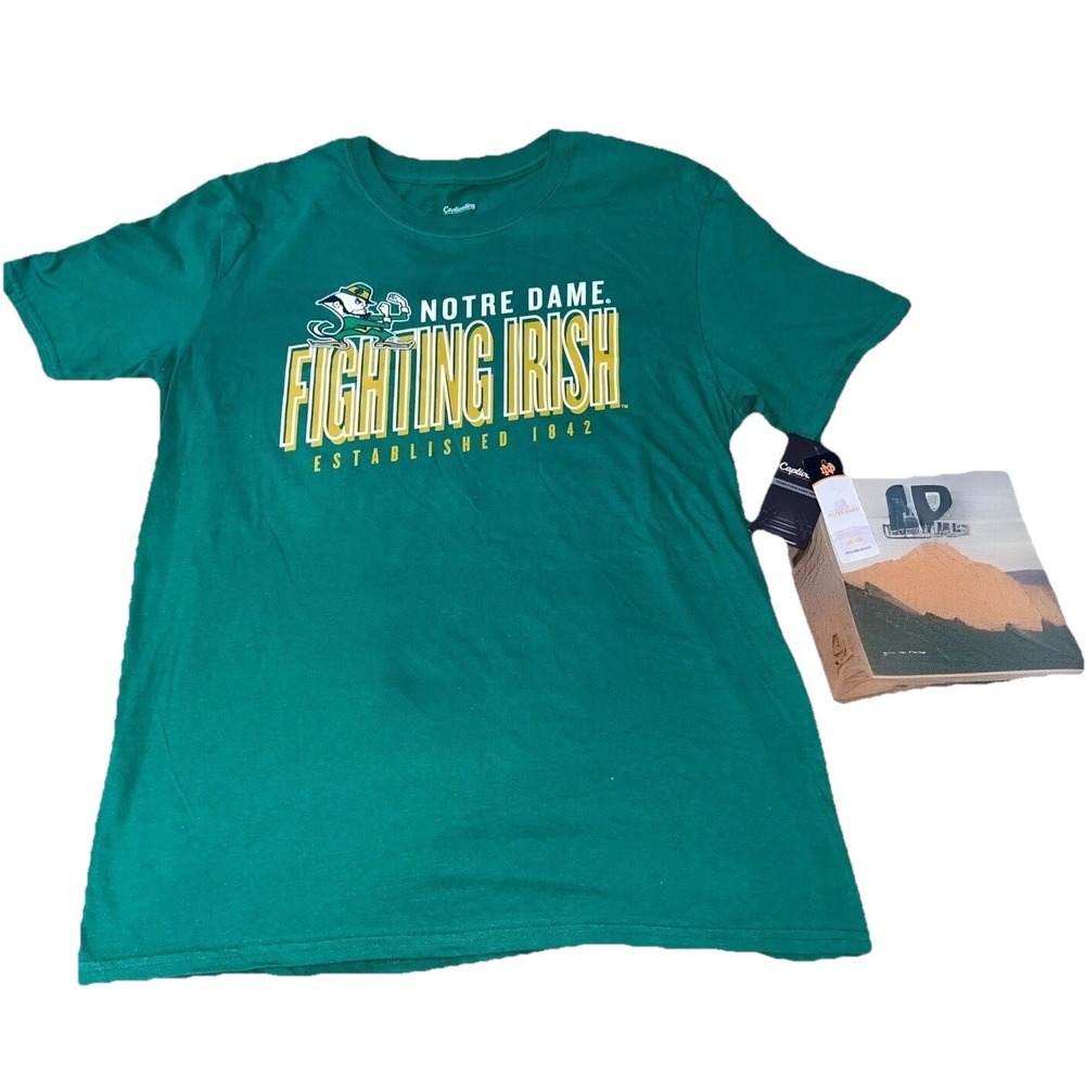 Notre Dame Fighting Irish Short Sleeve Green T-Shirt Men's Large Russell Jersey